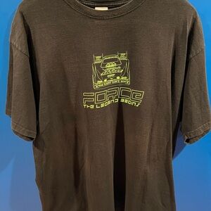 2000s John Force Nascar T-shirt Anvil Black Tee with Green Graphic